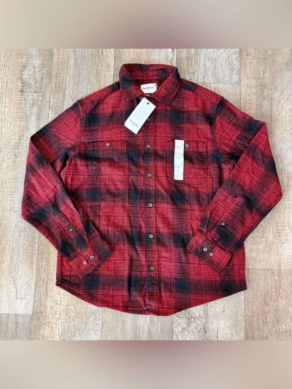 Goodfellow & Co Men's Red Plaid Button-Front Shirt size Medium